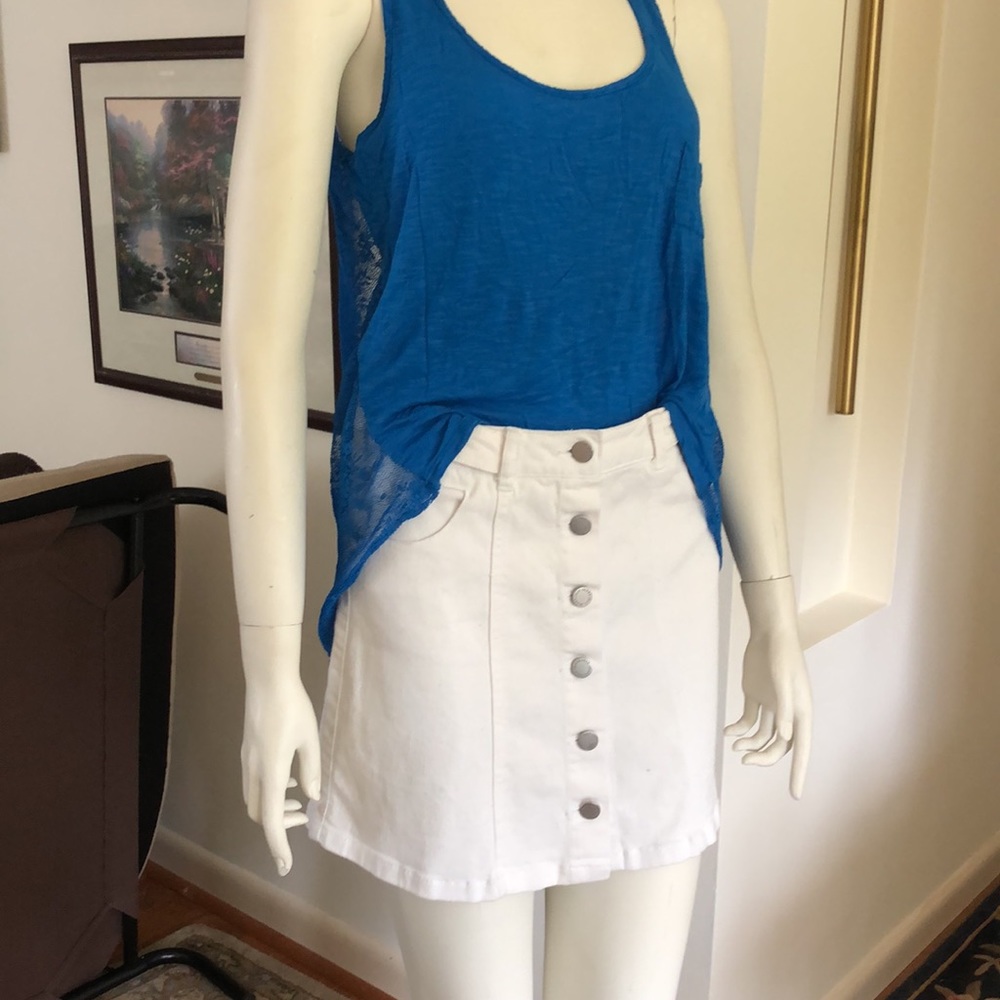 White Button Mini Skirt